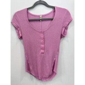 Free People Pink Waffle Knit Crop Top